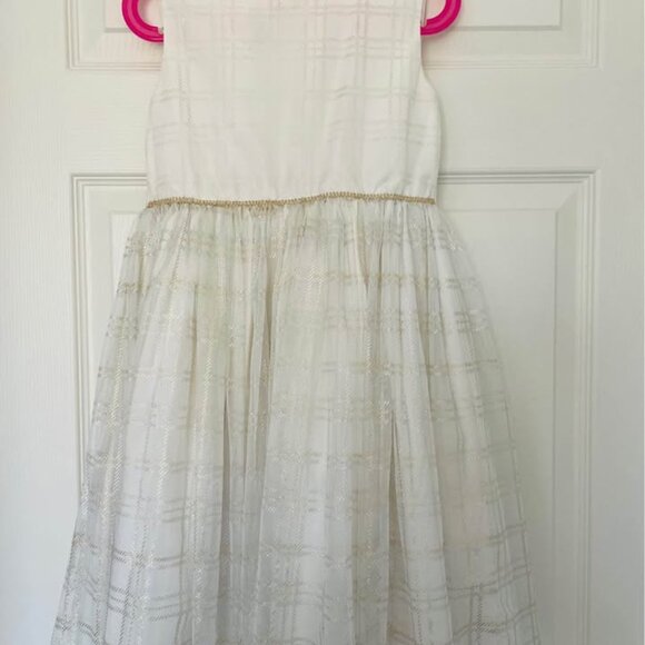 Pastourelle Little Girl's Foil Plaid-Print Dress & Faux Fur Jacket 2-Piece Set - Picture 5 of 6